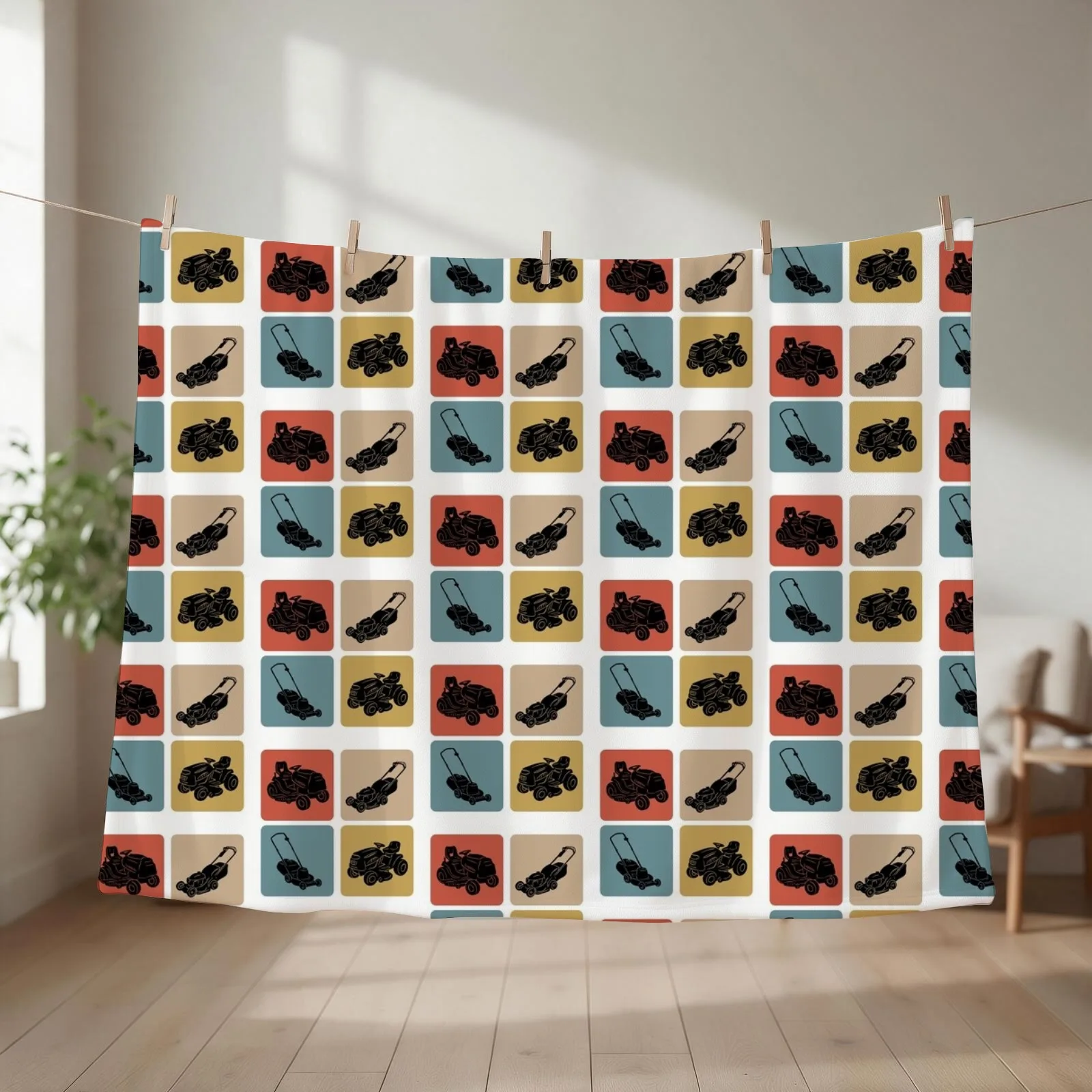 Lawn mower vintage design Throw Blanket Fashion Sofas Baby Cute blankets ands Blankets