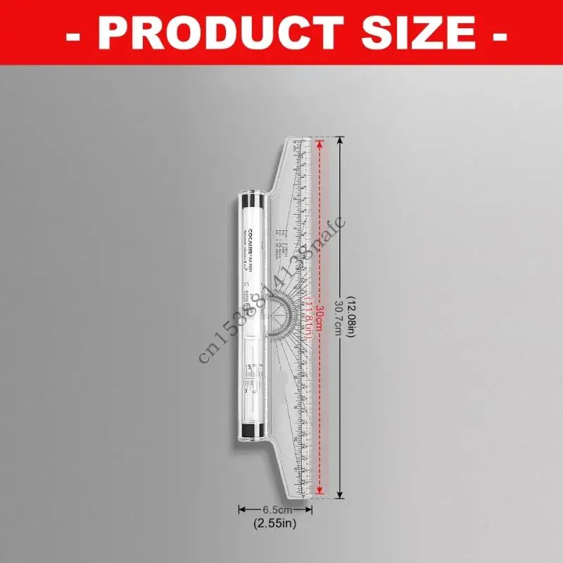 594F متعددة الوظائف الأسطوانة مسطرة متوازية 30 سنتيمتر مسطرة رسم بلاستيكية أداة قياس للرسم الفني للطلاب المعماريين #6