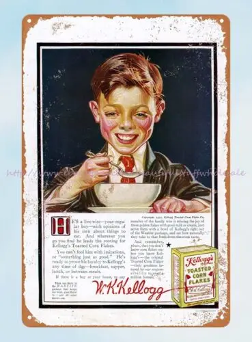 1915 Kellog's Corn Flakes metal tin sign wall designs for living room