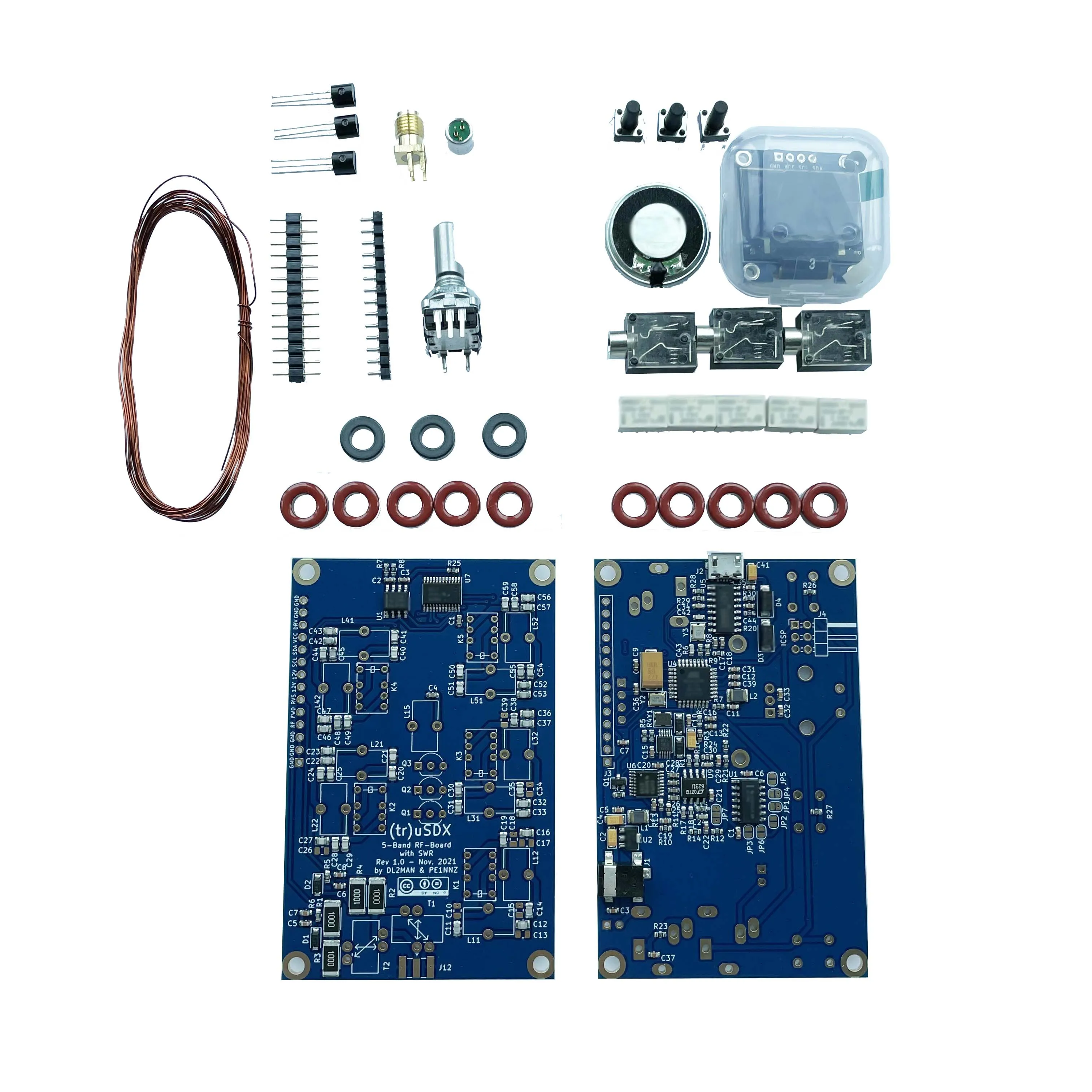 (tr)uSDX usdx transceiver 5-band Multimode QRP Kits and assembled with case by DL2MAN and PE1NNZ