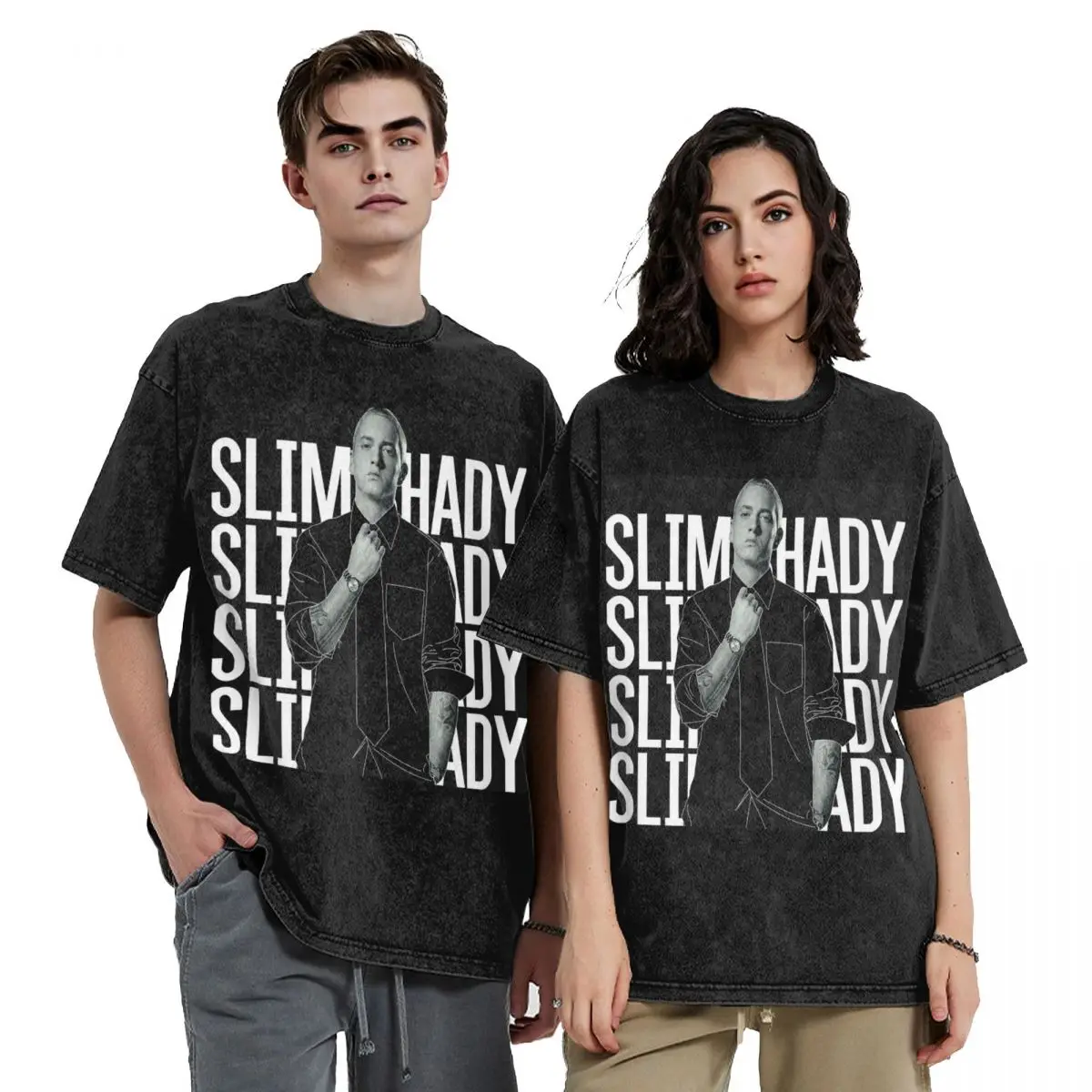 

Eminem Slim Shady Music Rap Хип-Хоп Футболки с короткими рукавами Стираные топы Футболки Уличная футболка Harajuku для мужчин и женщин