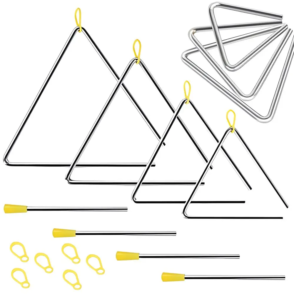 5/6/7/8inch Stainless Steel Triangle Bell Striker Set, Portable Hand Percussion Triangle for Music Teaching & Party YMY
