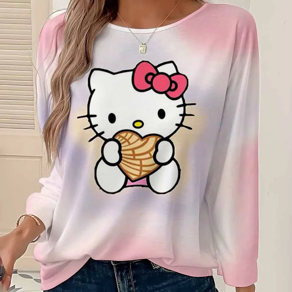 

Spring and Summer Long Sleeve Women Clothes Y2k Tops Hello Kitty print Clothing Anime Girl Top for Women Kawaii Y2k 2000s