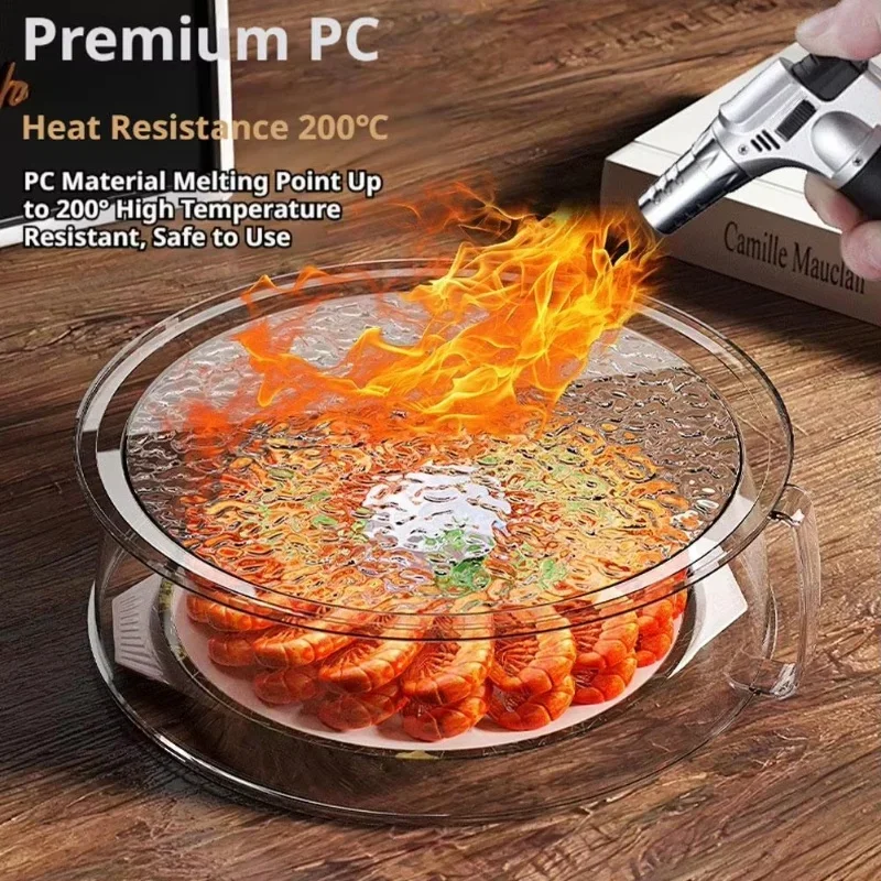 Microwave Oven Cover with Handle Heat Resistant Splatter Guard Lid Transparent Plate Dish Shield for Kitchen Fridge & BBQ