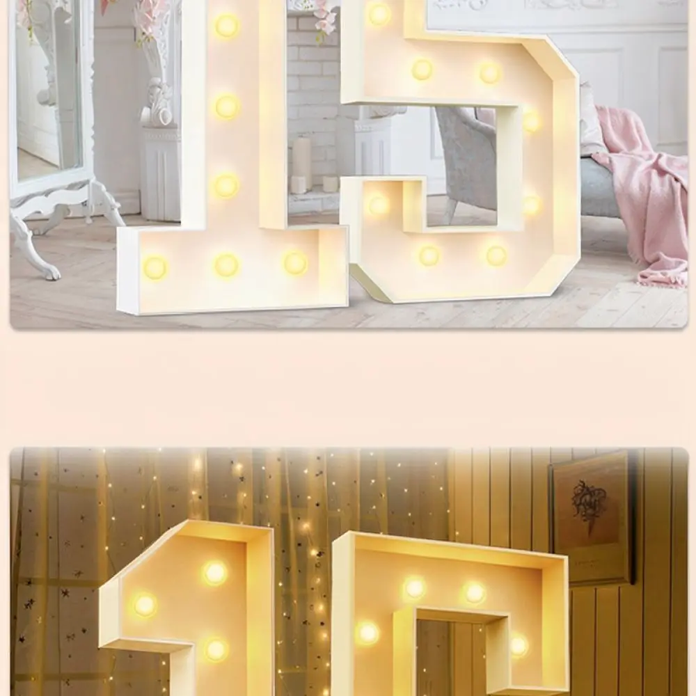 Warm White LED Number Light Sign Standing Marquee KT Board For Birthday Party Graduation Engagement Festival Decor