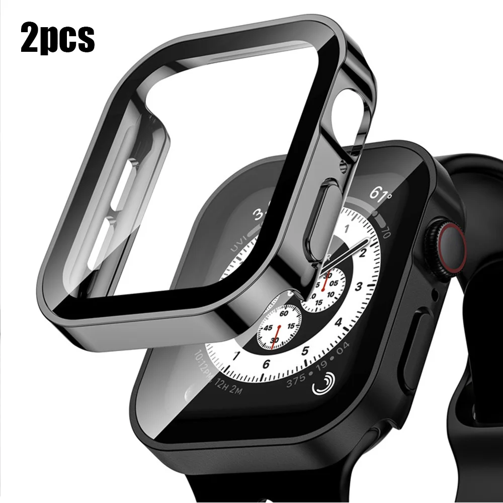 2 uds funda impermeable para Apple Watch 7 8 9 45mm 41mm-44/40mm Protector de pantalla de parachoques paquete de 2 bordes cubierta iWatch 5-SE-6 Accesorios