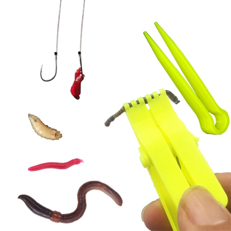 Kit de pesca inteligente Kingfisher, cebo vivo, gancho de gusano de tierra roja, colgador para colgar Redworm, seguro, rápido