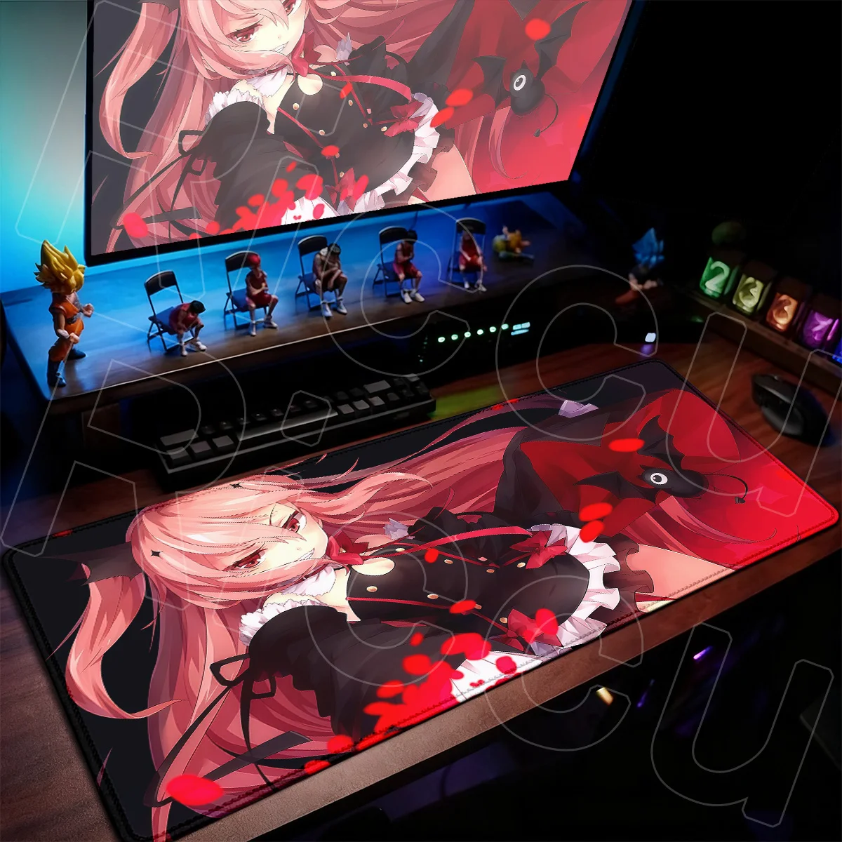 XXL Büro-Schreibtischunterlage Anime Seraph Of The End Krul Tepes Mauspad mit genähtem Rand Gummi-Notebook-Tastaturunterlage PC-Zubehör – Detail 4
