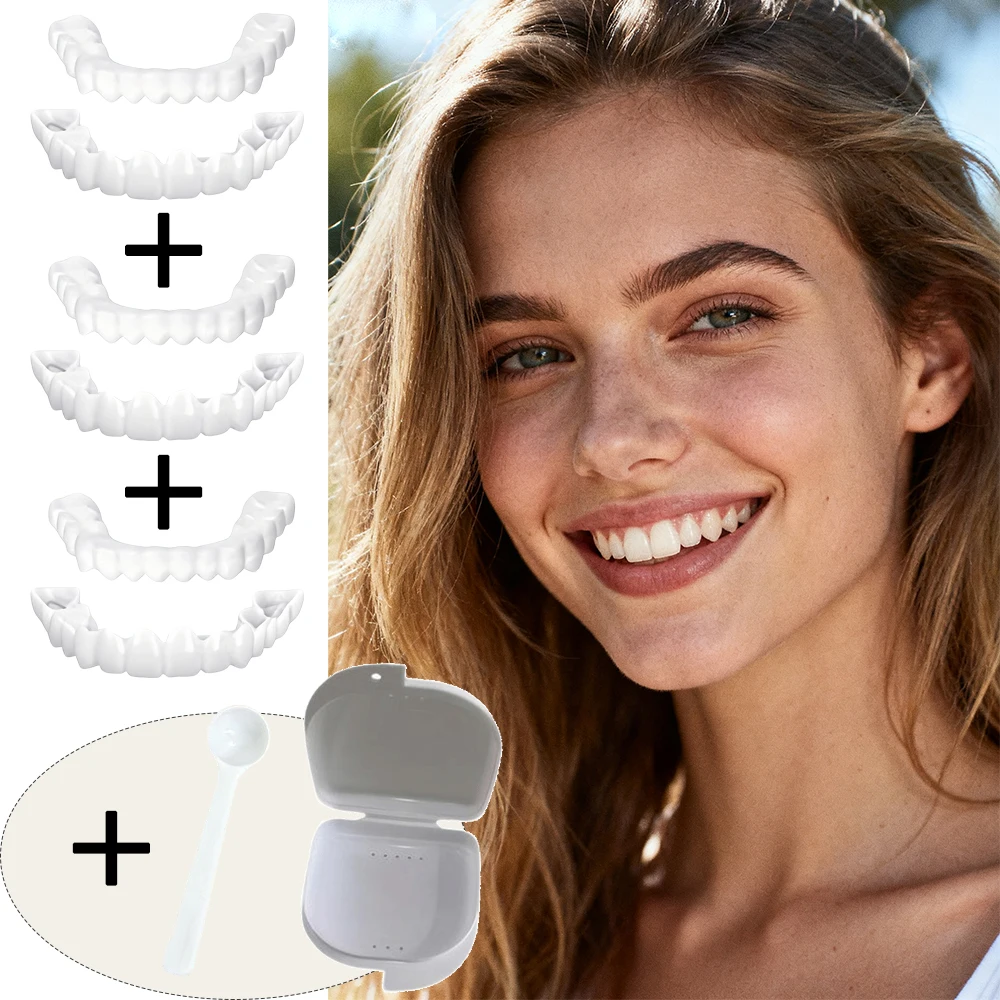 

New Graduate Student Teeth Veneers Reusable Instant Smile Whitening Elegant Look for Graduation Ceremony H2931