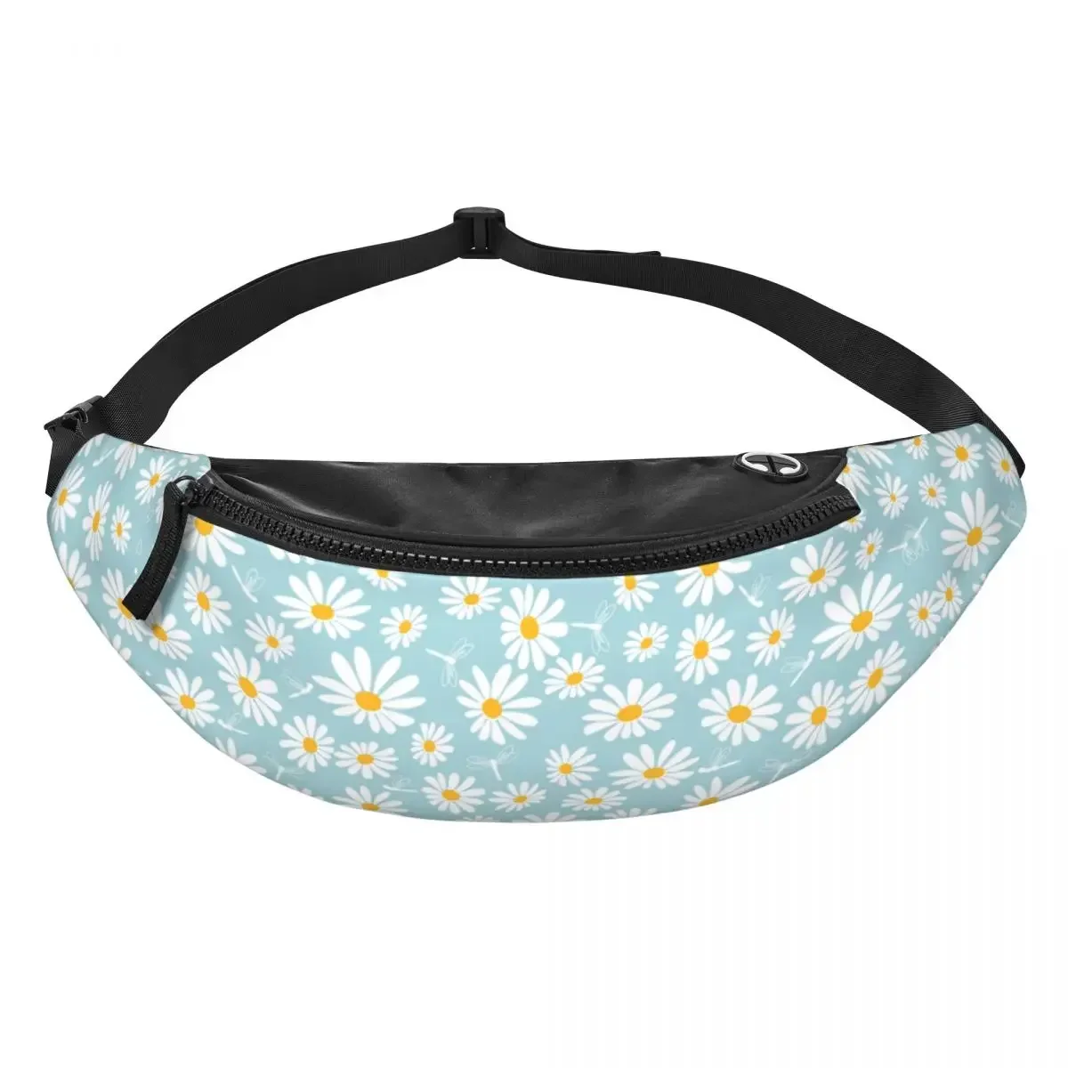 Daisy Flower Fanny Pack Men Women Custom Daisies Floral Crossbody Waist Bag for Cycling Camping Phone Money Pouch