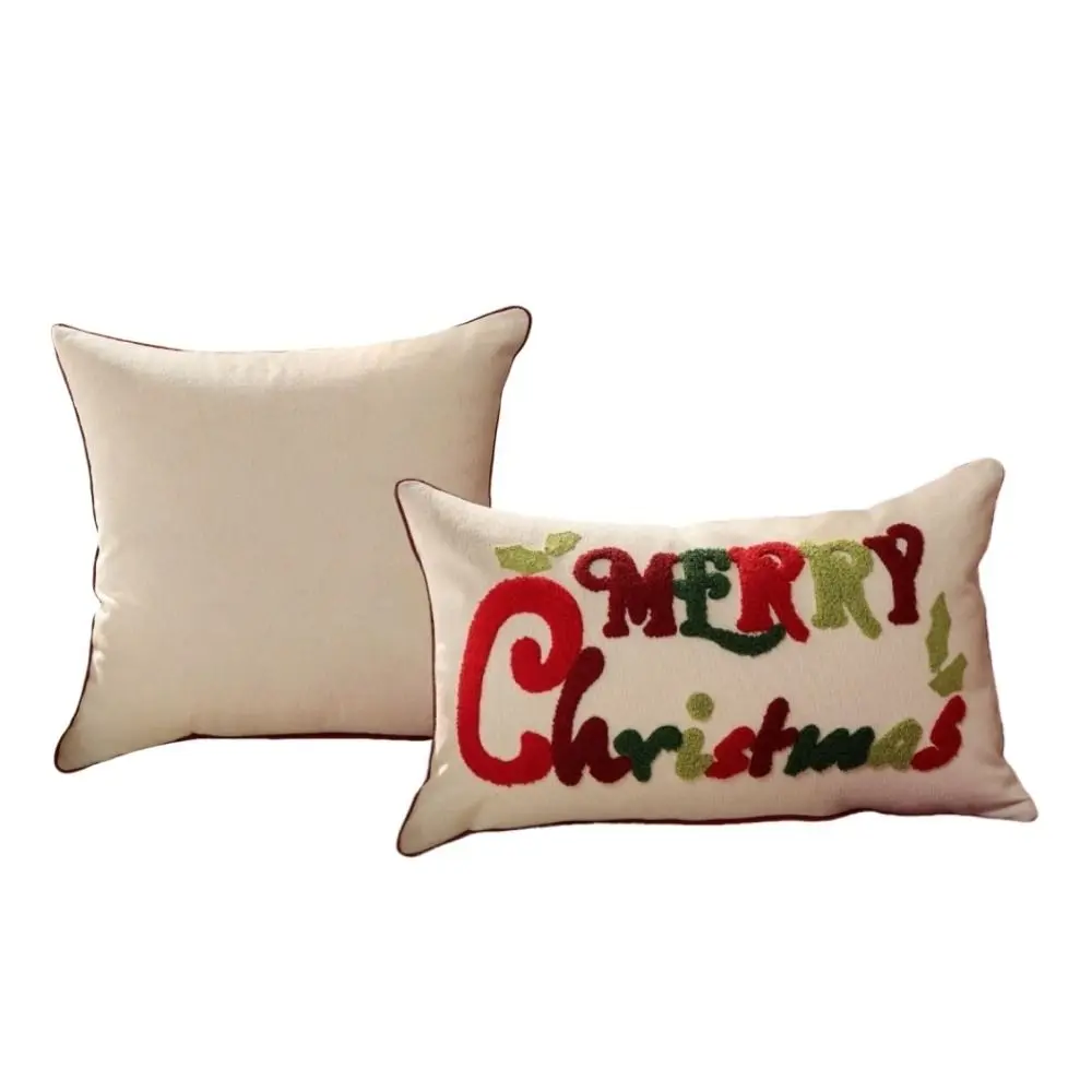 New Merry Christmas Throw Pillow Case Embroidered Design Soft Pillow Cover Colorful 30x50 45x45 Party Pillowcase Holiday Decor