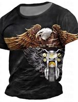 Retro Eagle Motorcycle Men's Street Style 3D Print T shirt Tops Outdoor Short Sleeve Vintage Crew Neck Tee Shirt Spring & Summer