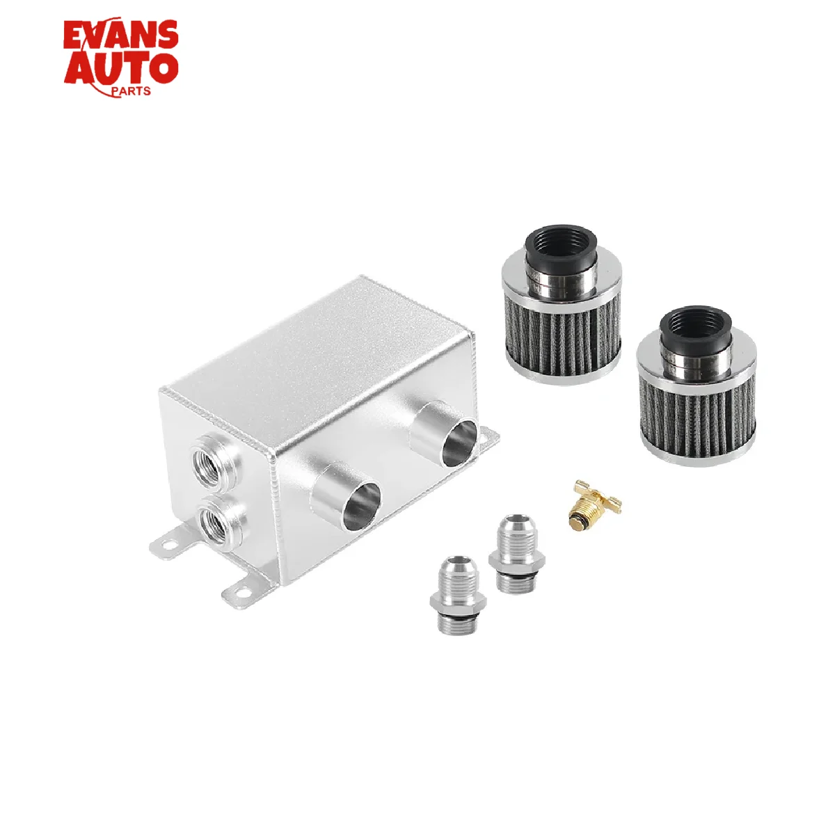 

Universal AN10 1.2L Twin Baffle Dual Filter Engine Oil Catch Can Tank with Air Filters Oil Catch Reservoir Tank Can Breather Kit