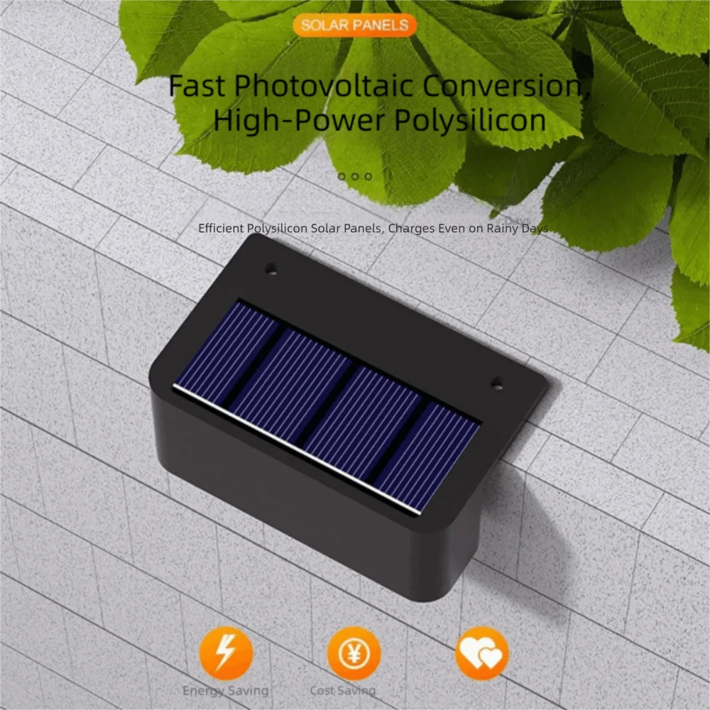 LED Solar Garden Lights Rainproof High Capacity Battery Solar Step Lighting Solar Charging Easy Install Garden Fence Light