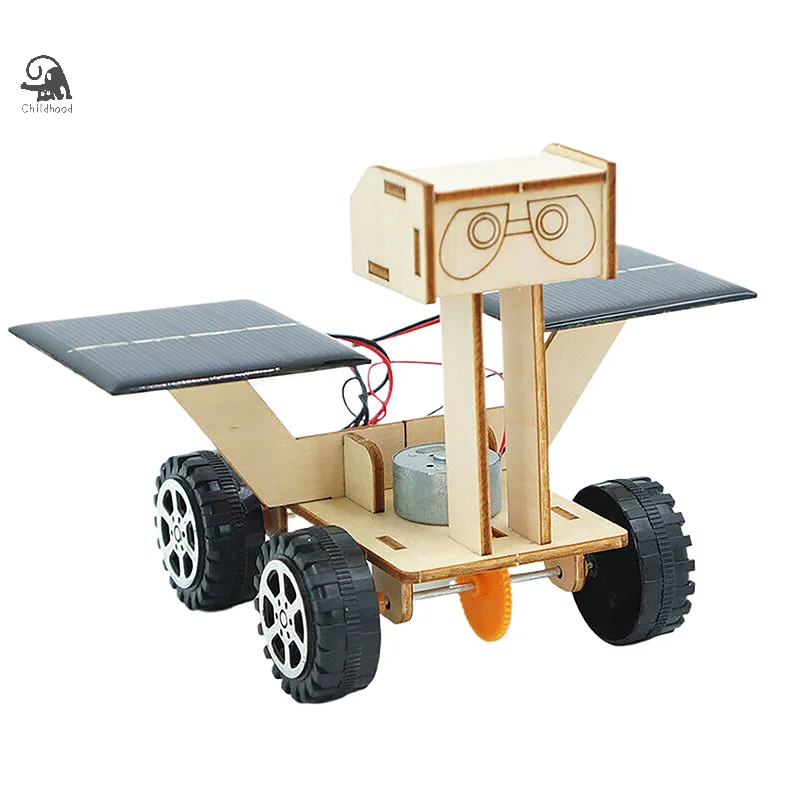 Modèle Mars Rover à énergie solaire fait à la main, jouet créatif, outil d'enseignement en bois pour enfants, technologie, petit fabricant, jouet Puzzle