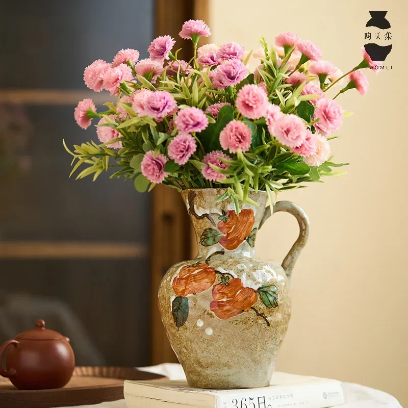 HYS ceramic vase entrance living room TV cabinet decorative ornament hand-painted persimmon water flower cultivator