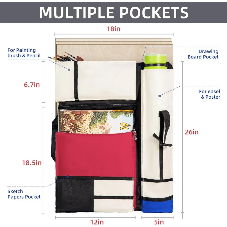JJRING Custodia per portafoglio artistico Zaino per portafoglio per artisti in tela per grandi cartoni da esterno, contiene poster, stampe, pennelli Artwo