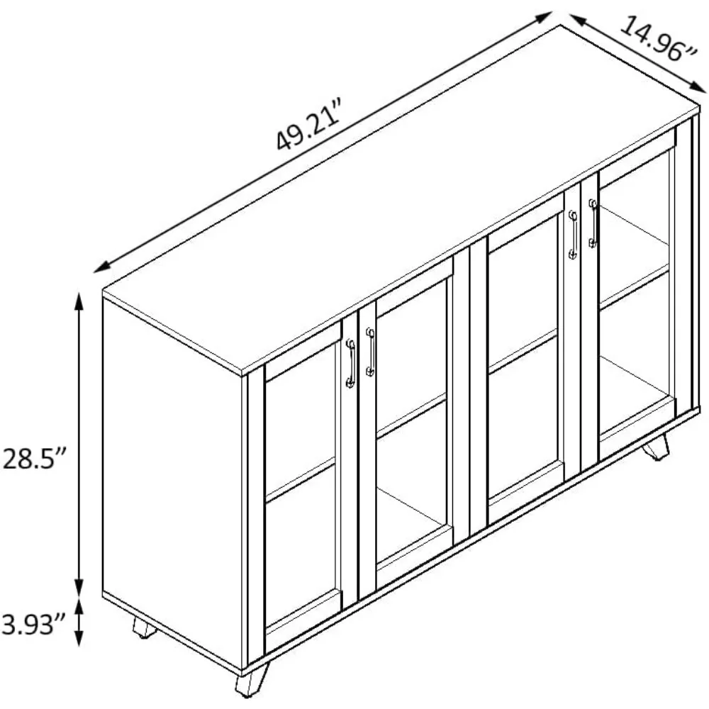 خزانة تخزين بانانا، طاولة خادم جانبية للبوفيه مع أبواب ورف، وحدة تنظيم عرض خزانة وحدة التحكم لمجموعة المنزل