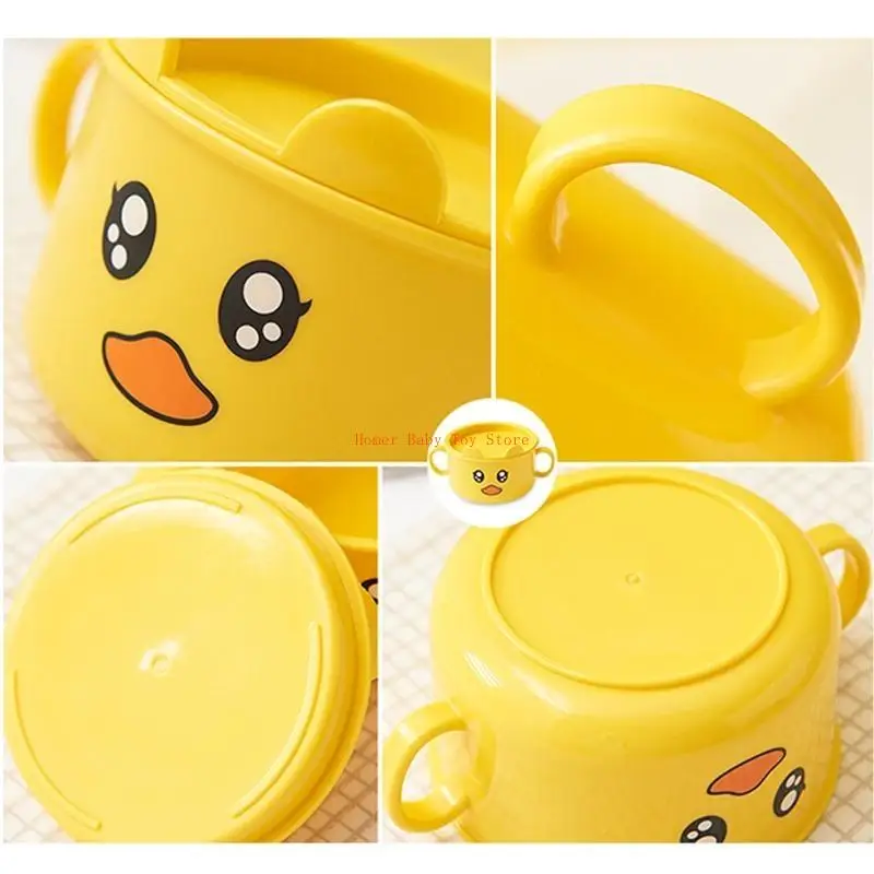 J0pf bonito desenhos animados pato tigela colher garfo para o jardim infância do bebê dividido prato jantar