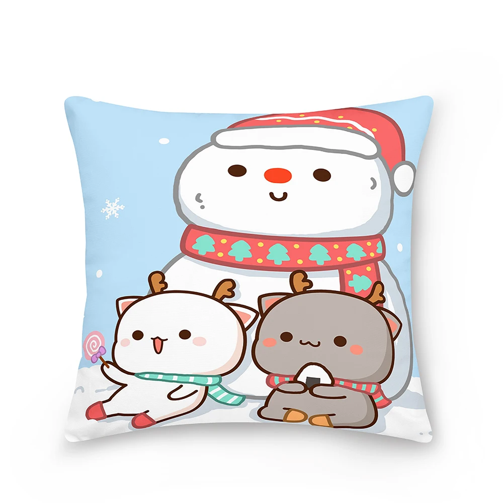 45x45cm polyester cartoon pattern decorative pillowcase peach cat cushion cover sofa car