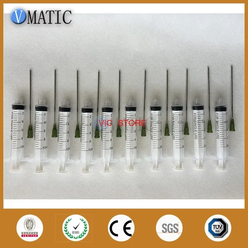Free Shipping Non Sterilized 10Pcs 95mm Length 14G Dispensing Needle + 10cc/ml Plastic Syringe