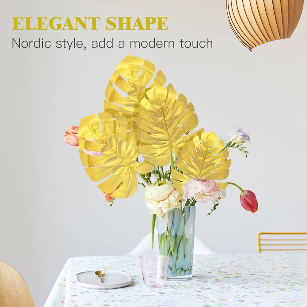

15 Pcs Golden Turtle Back Leaf Decoration Party Wedding Faux Leaves Decors Eucalyptus