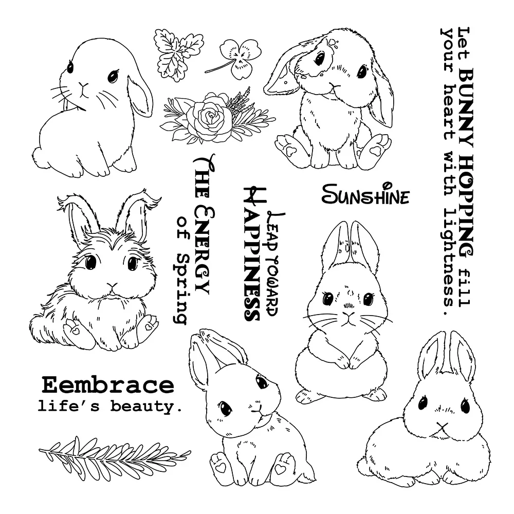 Mangocraft Cute Easter Series Rabbits Bunny Cutting Dies Clear Stamp DIY Scrapbooking Metal Dies Silicone Stamp For Cards Albums