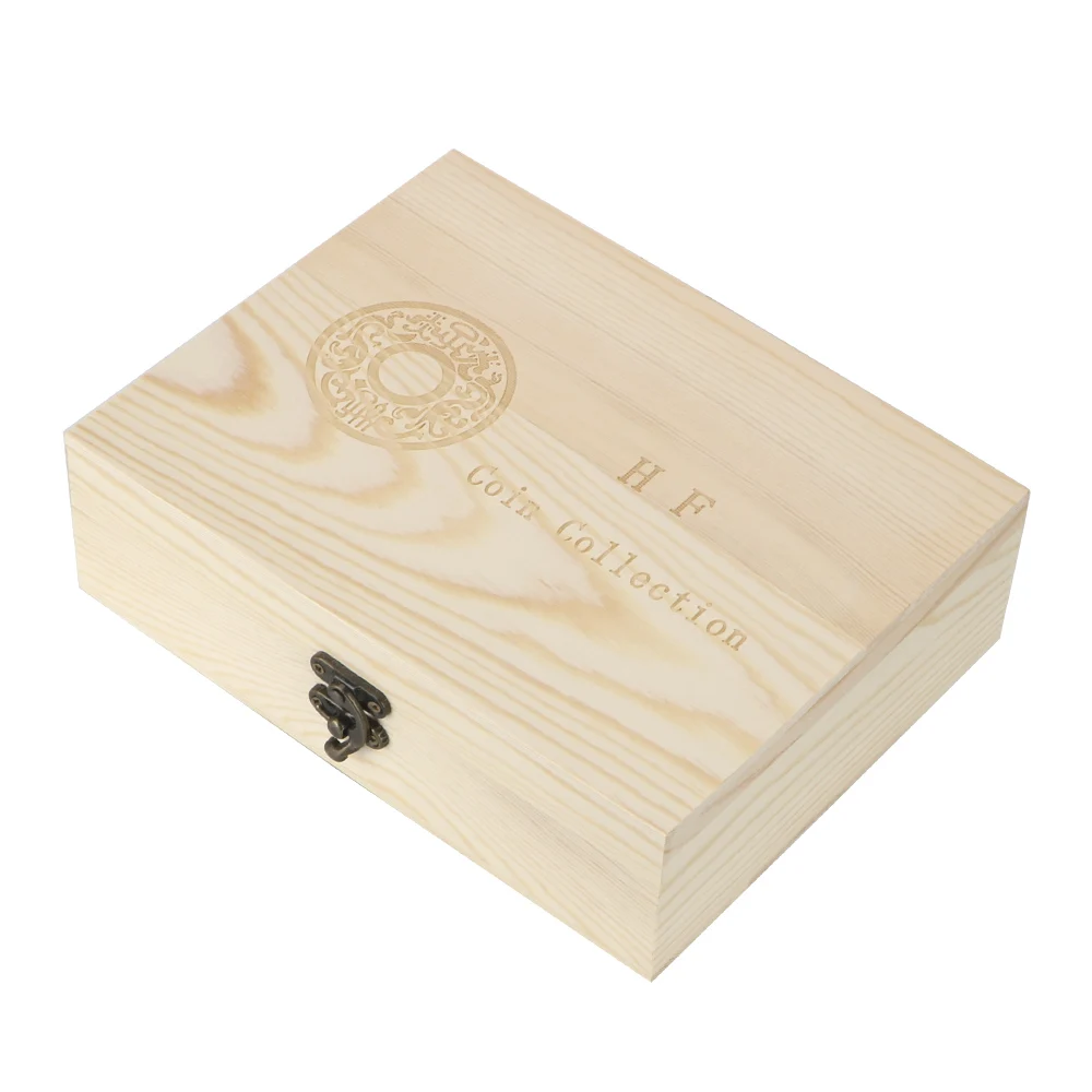 Coins Storage Box 20/30/50/100PCS Adjustable Antioxidative Wooden Commemorative Coin Collection Case with Adjustment Pad