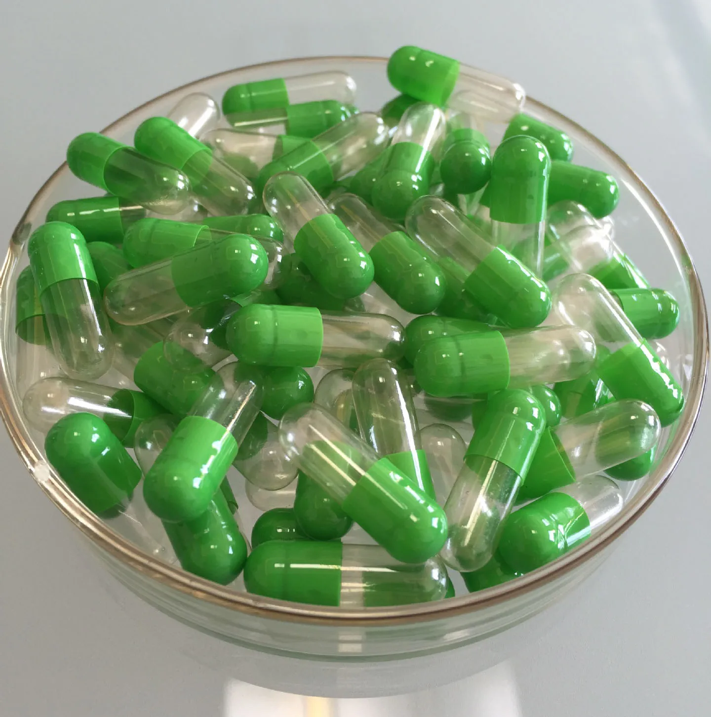 

0# 10000pcs clear-green colored empty hard gelatin capsules, Clear Transparent gelatin capsules ,joined or separated capsules