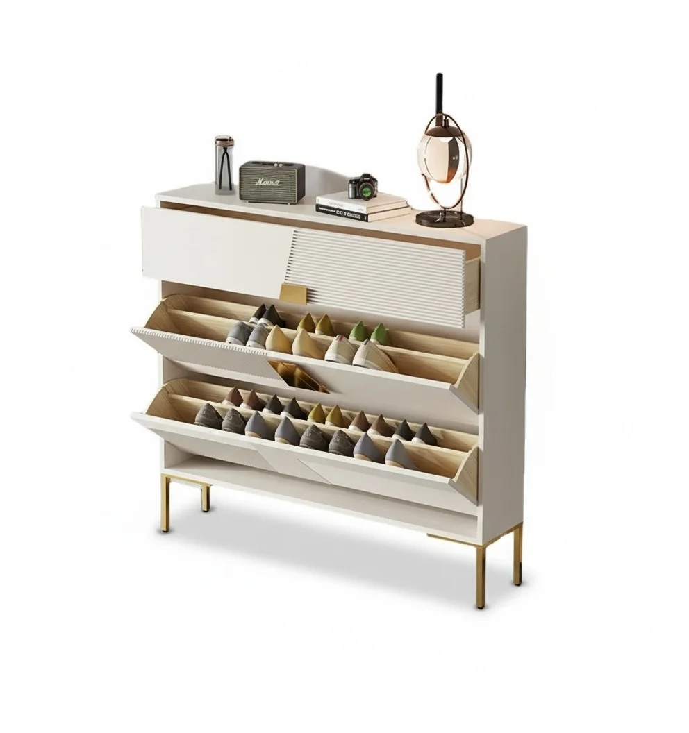 

Тумба для обуви с откидной дверцей, современная белая обувница из МДФ, тонкая, компактная, для прихожей, органайзер для хранения обуви в гостиной