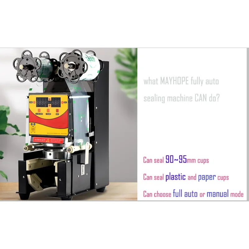 Automatic Disposable Bubble Tea Plastic Cup Sealing Machine for Paper Cups