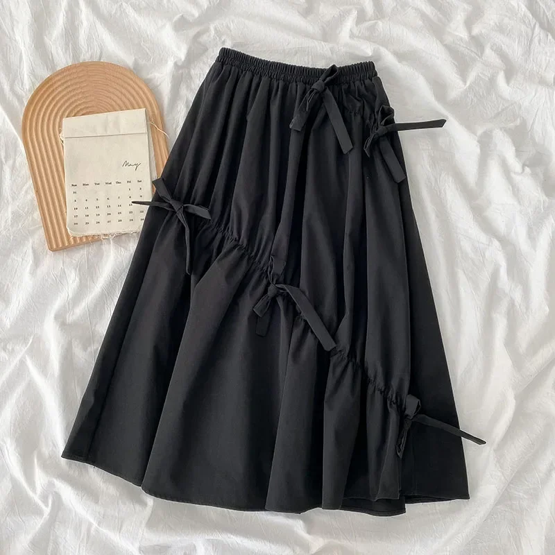 Jupe mi-longue mignonne pour femmes, jupes longues Kawaii pour femmes, mode coréenne décontractée, filles sexy, pas cher, vente en gros, printemps,