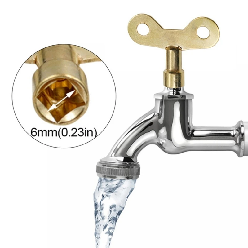 A2UD Key For Water Tap Solid Brass Special Lock New Radiator Plumbing Bleed Key Square Socket Hole Water Tap Faucet Key