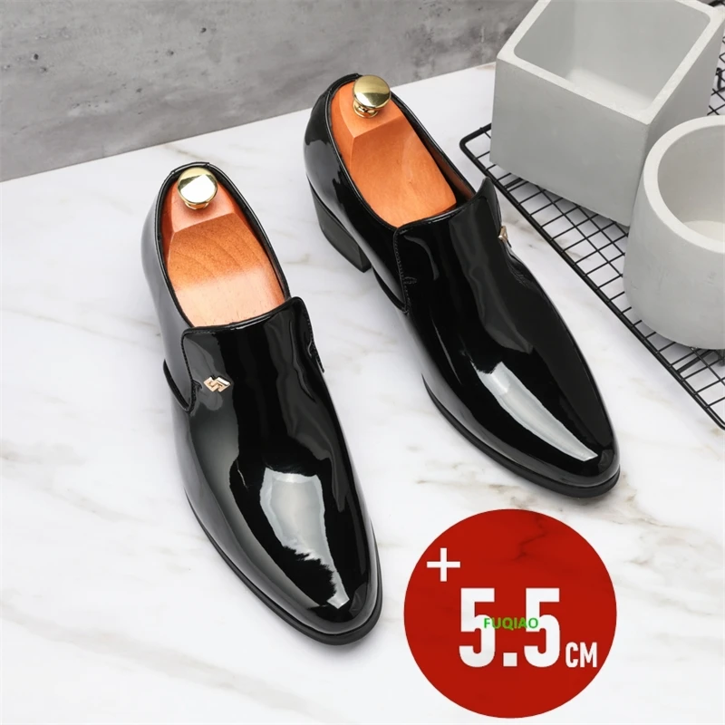 Men's 5.5cm Height Increase Loafers Fashion Business Casual Slip On Dress Shoes Comfortable Non-Slip Sole Perfect for Office