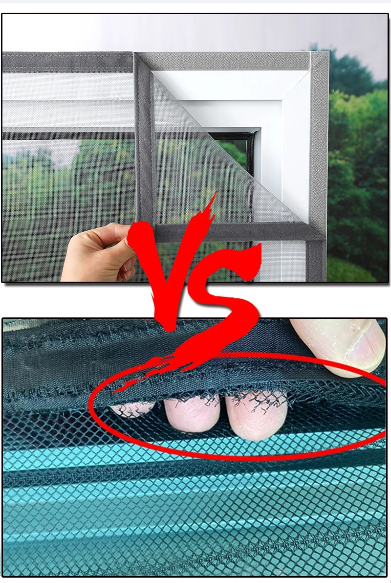 Graues, selbstklebendes Anti-Mücken-Fensternetz, Sommer-Insektenschutznetz für Türen und Fenster, anpassbare Größe – Detail 1