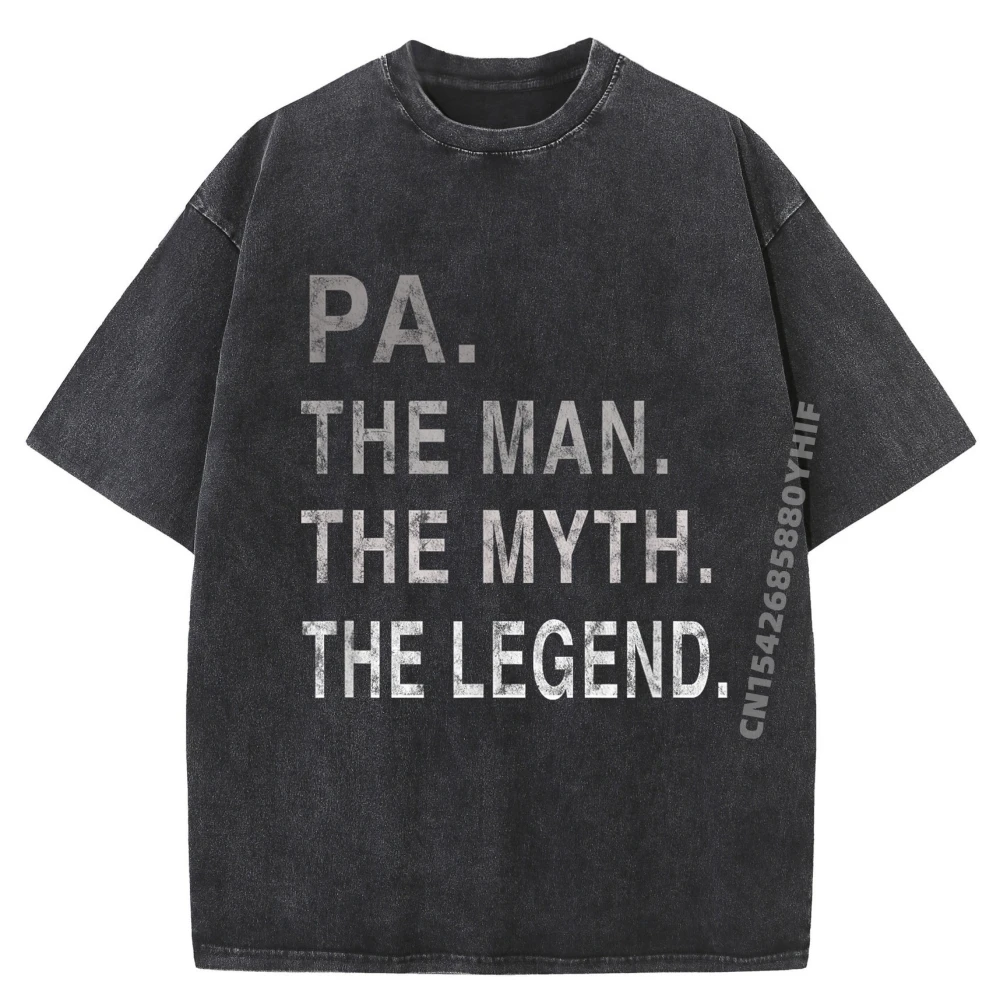 

Mens Grandpa Grandfather Pa The Legend Harajuku Adult Autumn Man Clothes Graphic Tees Casual Washed Shirt
