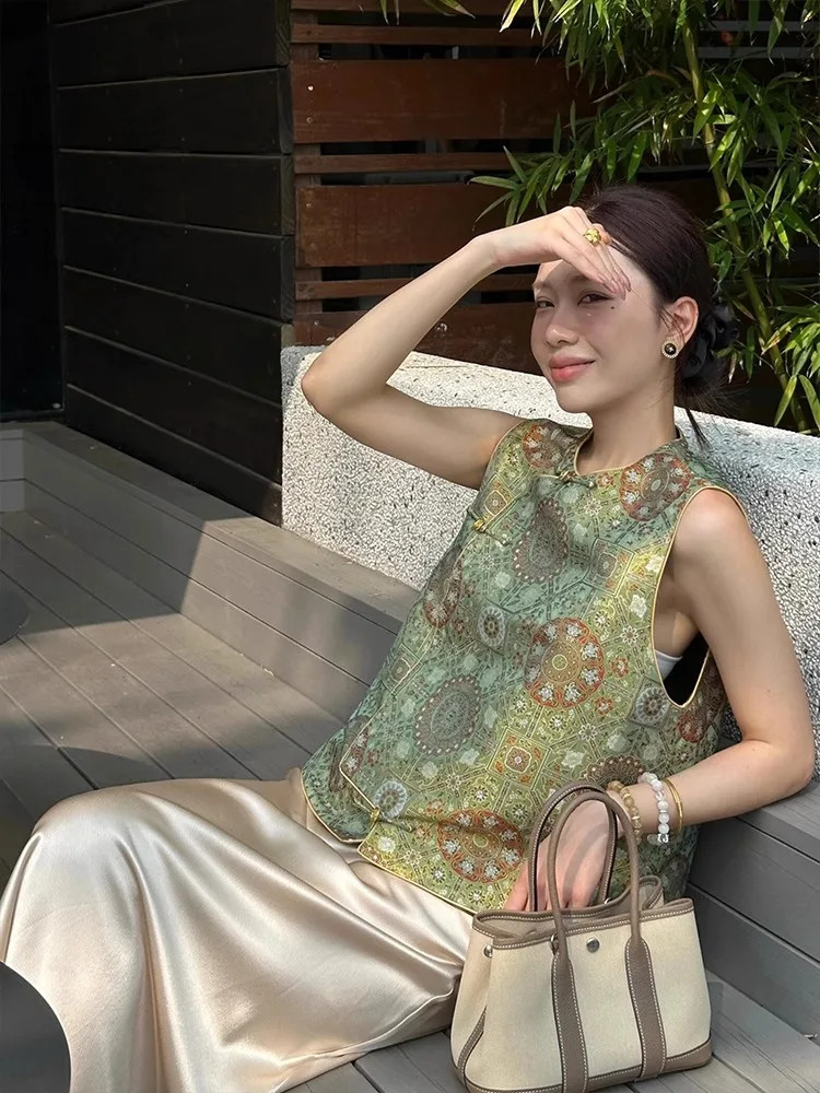 New Chinese Sle 2025 Summer Faion Set Women's High-End Feelings Personali National Trend Vest Top f Skirt Two-Piece Set