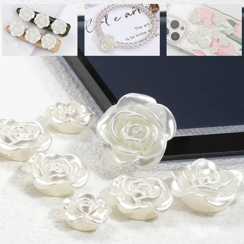 20/50 Pcs imitazione fiore di perle ABS perline di fiori perforati per abbigliamento decorazione per cucire orecchini fai da te accessori per gioielli