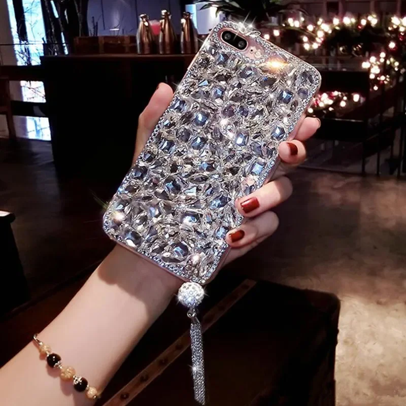 Luxury Bling Rhinestone Crystal Diamond Pendant Phone Case, for Samsung Galaxy S23, S22, S21, S20 Ultra, S10, S24 Plus, Note 20