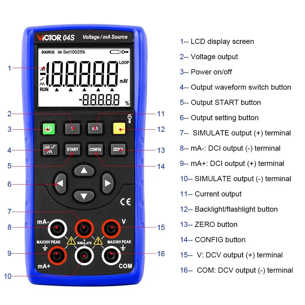 Victor 04S Voltage and Current Signal Generator Backlight Flashlight Analog Output Industrial Electrical Function SIMULATE Meter