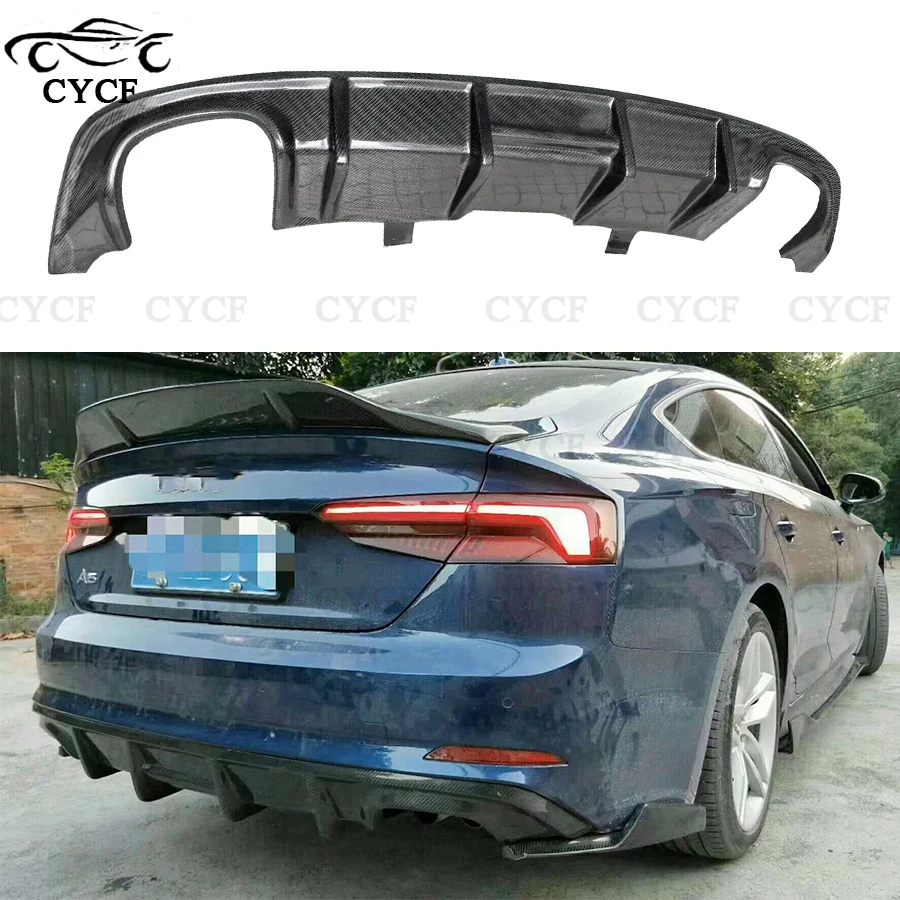 For Audi A5 S5 B9 2017-2019 Four-door Carbon Fiber Back lip Car Rear Bumper Diffuser Rear Splitters Spoiler Car Accessories