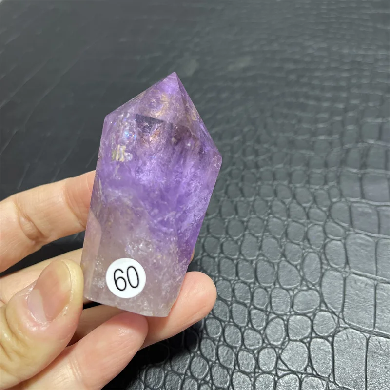 Natural Amethyst Point Wand Quartz Crystal Reiki Healing Crystal Energy Stone Tower Handmade Home Decor Pyramid Ornaments