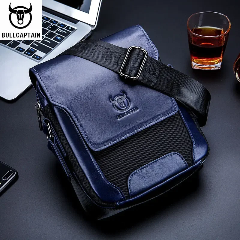 BULLCAPTAIN Man Messenger Bag Men Genuine Leather Shoulder Bags Business Crossbody Casual Bag Famous Brand Male Handbag Bags