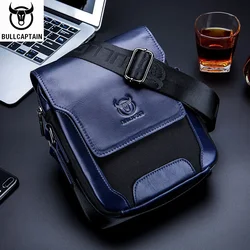 BULLCAPTAIN-Bolso bandolera de cuero genuino para hombre, bandolera informal de negocios, de marca famosa