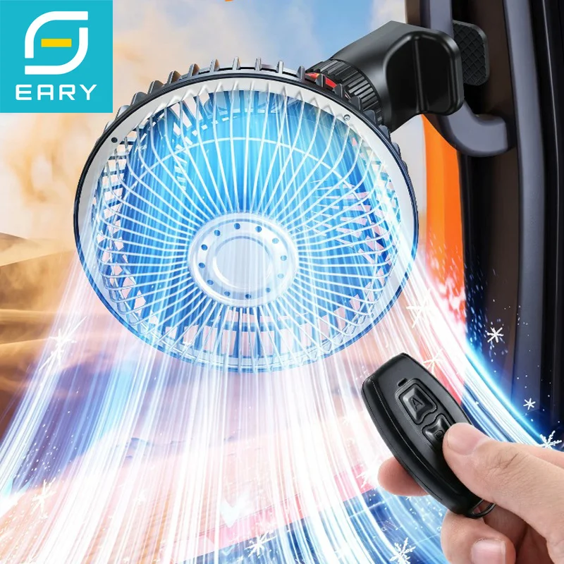 Eary Wireless Remote Control Truck Handrail Fan 360 Rotation Car Sun Visor Clip Fan 3000mAh USB Rechargeable Portable Air Cooler