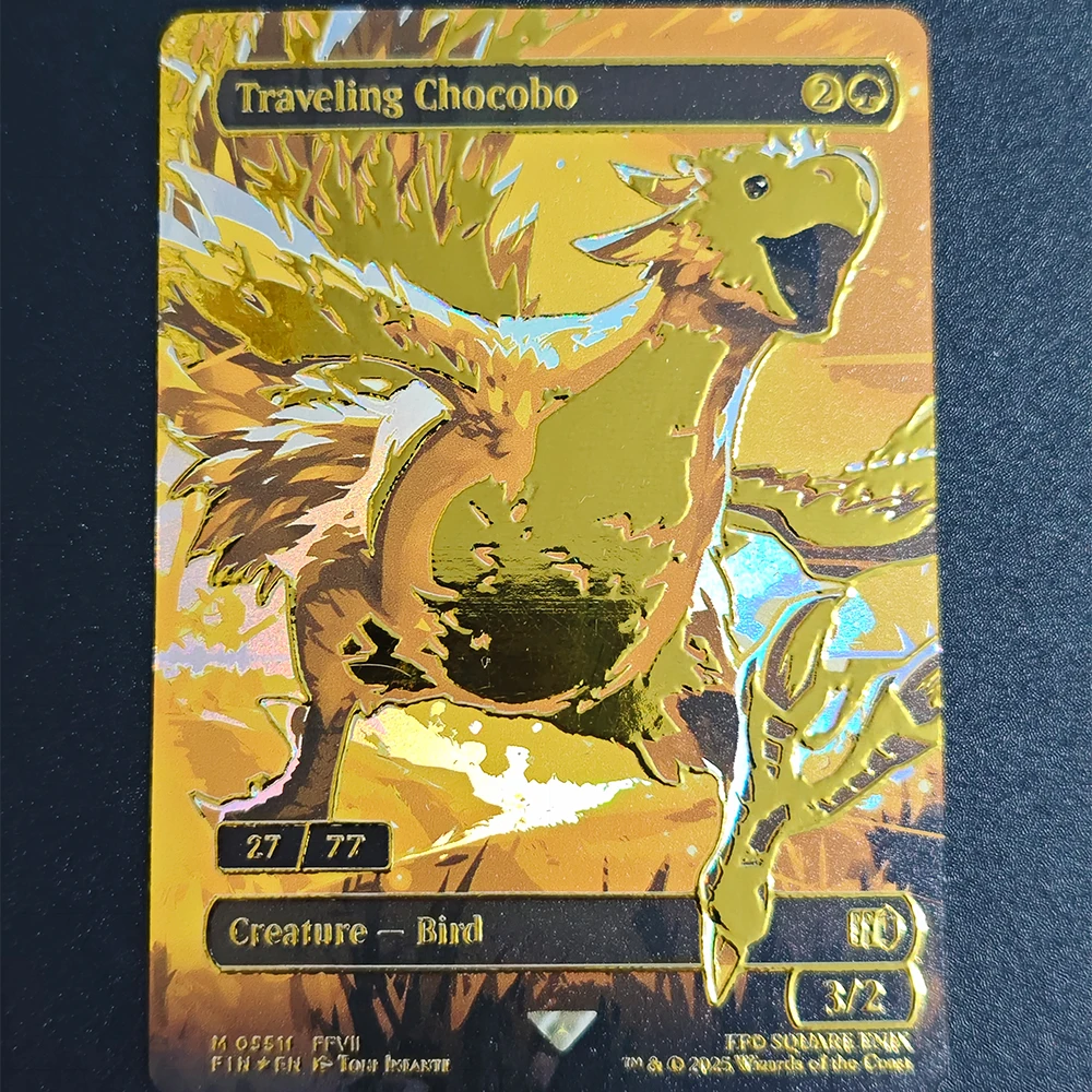 

Traveling Chocobo Gold Foil Trading Card Limited Edition Fantasy Bird Creature Collectible with High Detail Artwork Child Gift
