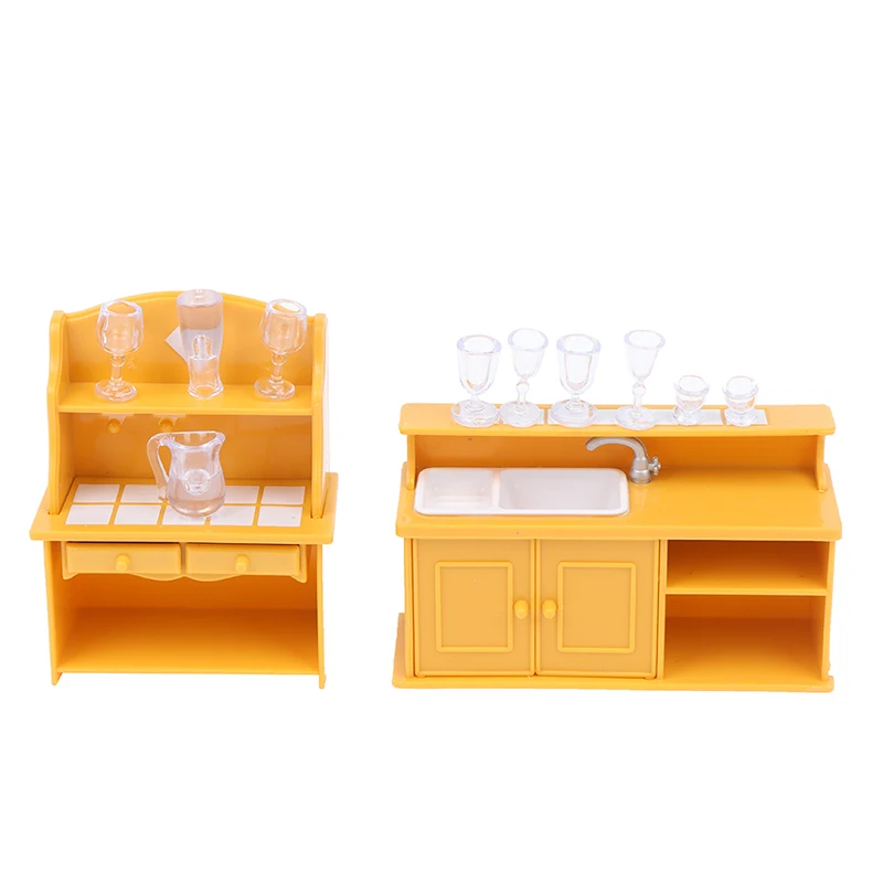 Miniature Dollhouse Kitchen Cabinet Dishwasher Sink Lavatory Wash Basin For Doll House Furniture Accessories Toy