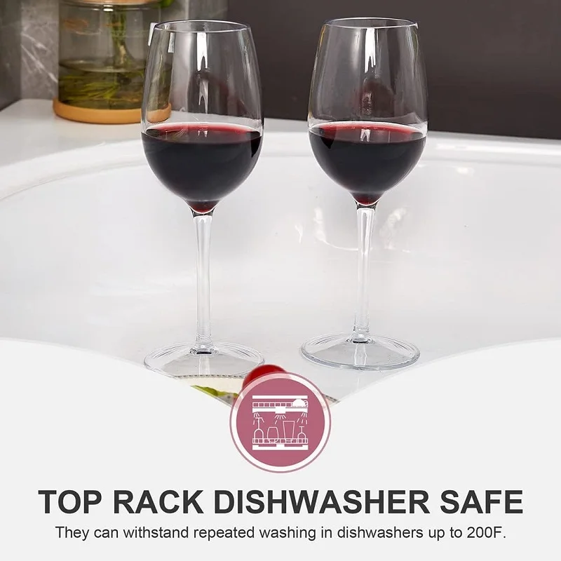 MICHLEY 2/4/6PCS Unbreakable Plastic Red Wine Glasses Picnic Set Reusable Shot Glasses Dishwasher For Party Barware 12.5oz 355ML