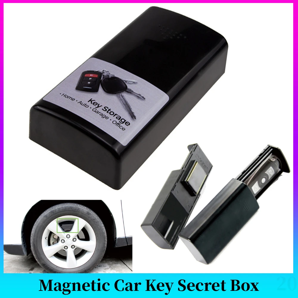Portable Car Key Secret Box Magnetic Creative Key Storage Case Hidden Black Outdoor,for Boats Emergencies Safe Spare Key Holder