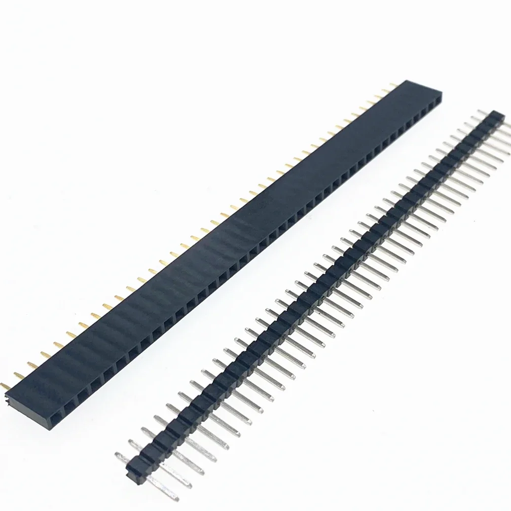 20pcs 10 Pairs 40 Pin 1x40 Single Row Male and Female 2.54 Breakable Pin Header PCB JST Connector Strip for Arduino Black